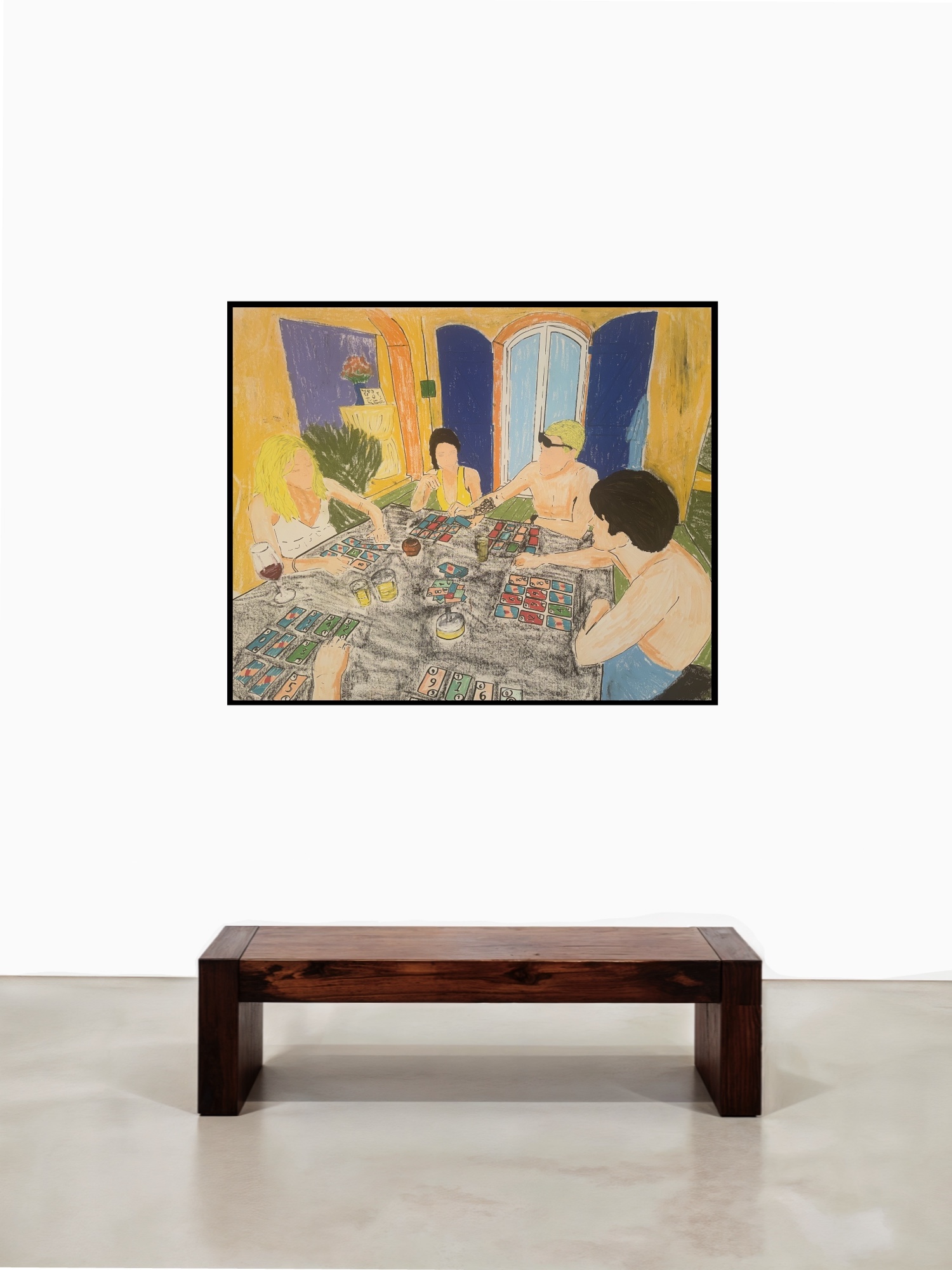 Du jaune et des cartes, Oils and acrylic on canvas