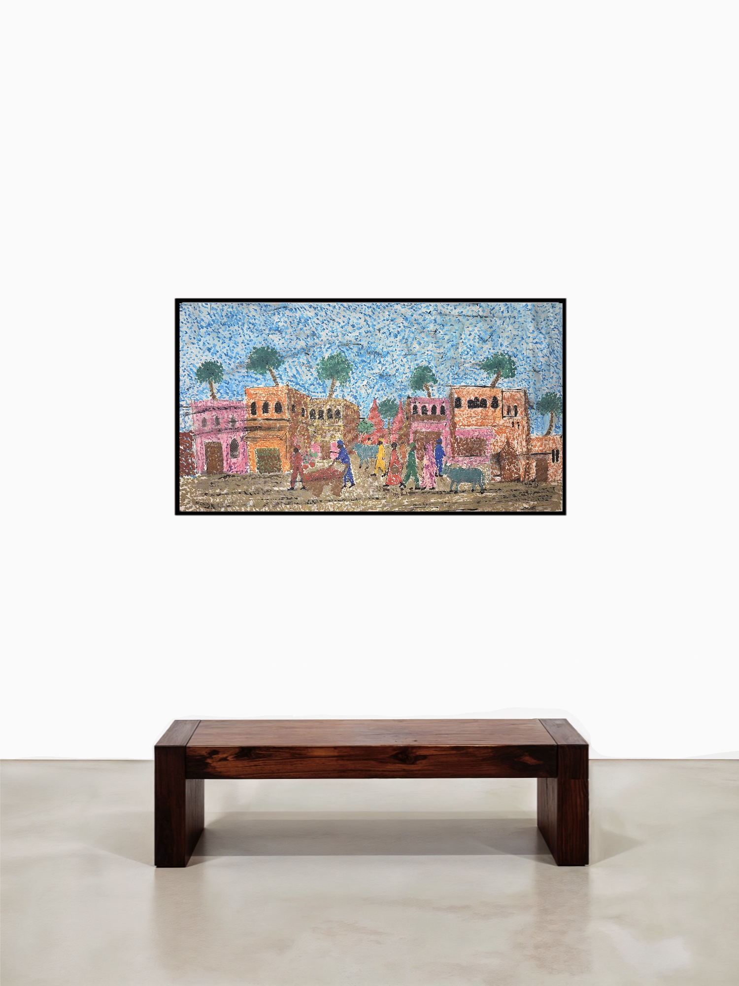 Lost in New Delhi, Acrylic and watercolour on canvas
