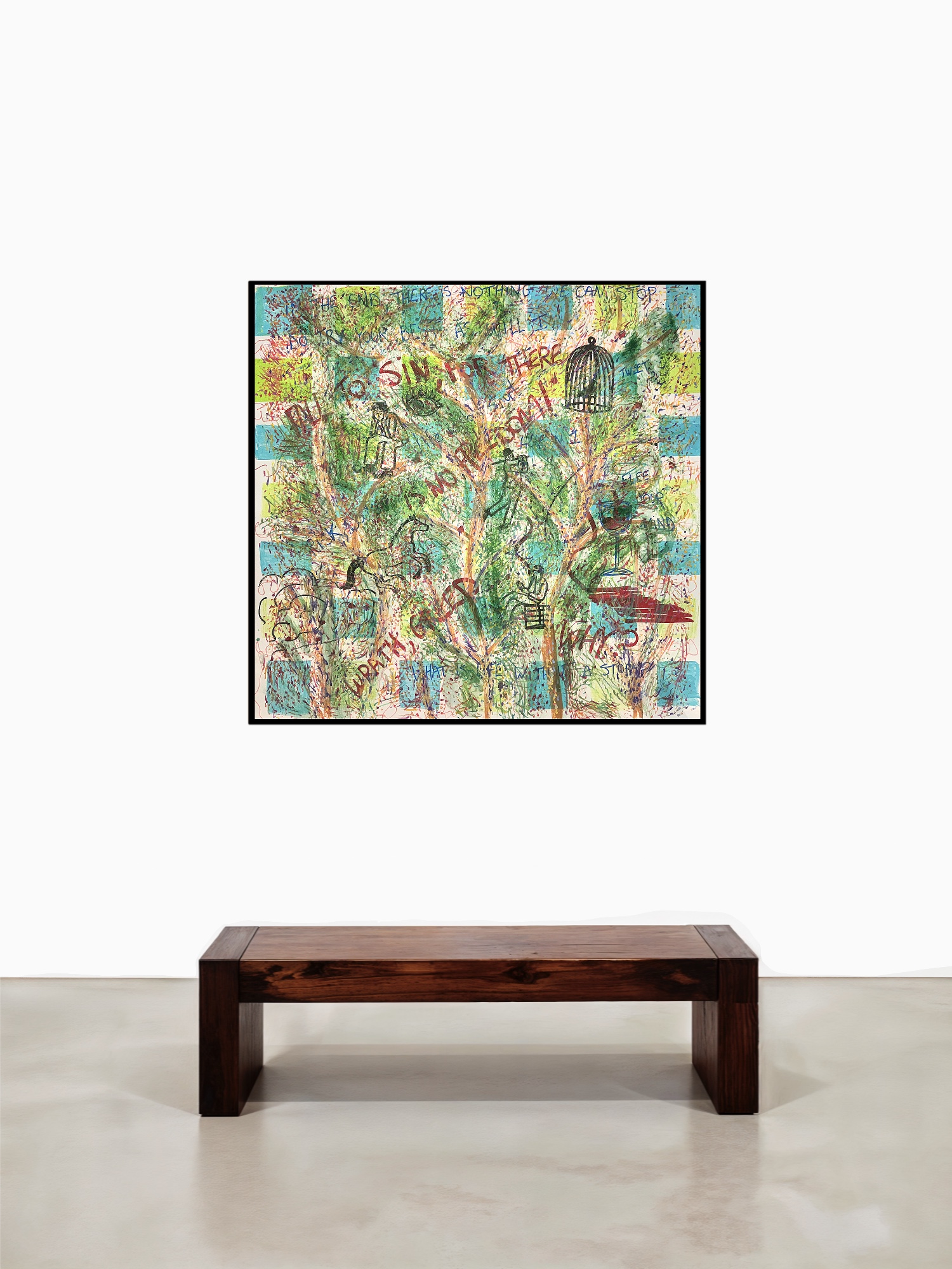Poster De Vie, Acrylic, oil pastels and watercolour on canvas