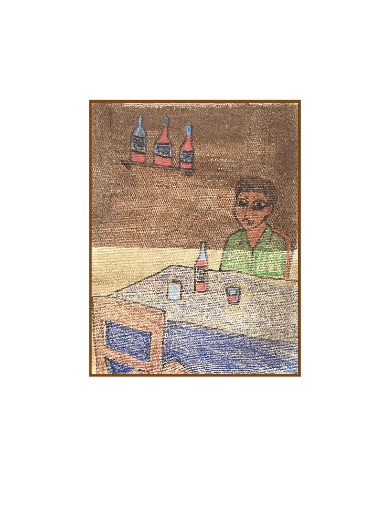 Surrounded by Liquor, Acrylic and oil pastels on canvas